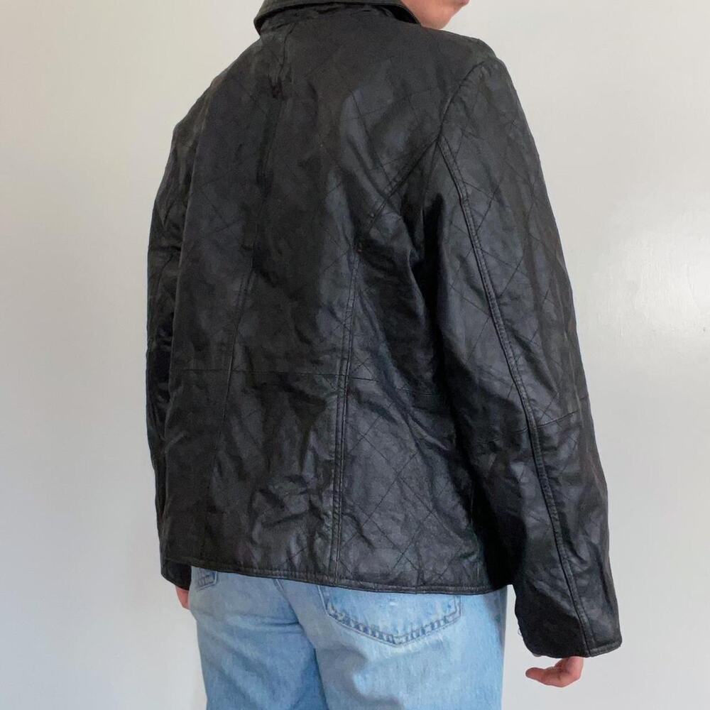 Vintage black patchwork leather jacket - image 3